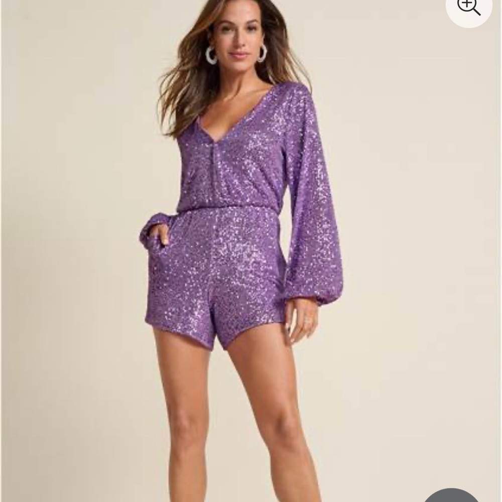 Purple sequin romper